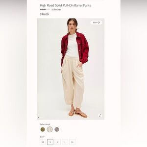 Free People High Road Solid Pull-On Barrel Pants in Birch